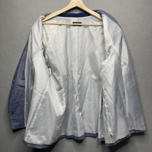 Lane Bryant Womens Blue Linen Blend Blazer 24P Two-Button Plus Size Jacket - Picture 3 of 6